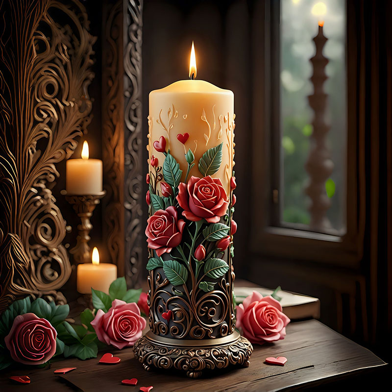 Candle Making Vinings - Avrupa Tarzı Kırmızı Gül Kalp Şeklinde